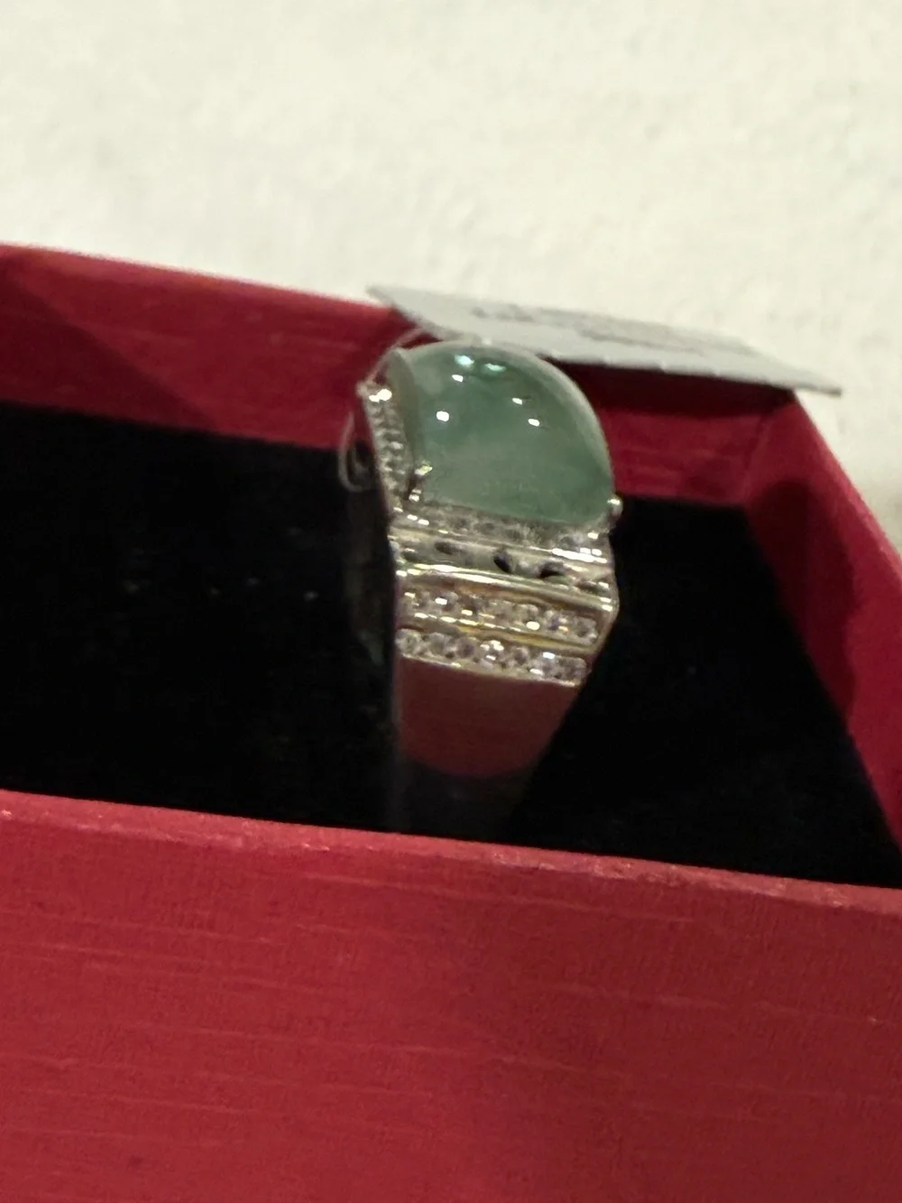 Burmese Jadeite Ring - 925 silver ADJUSTABLE